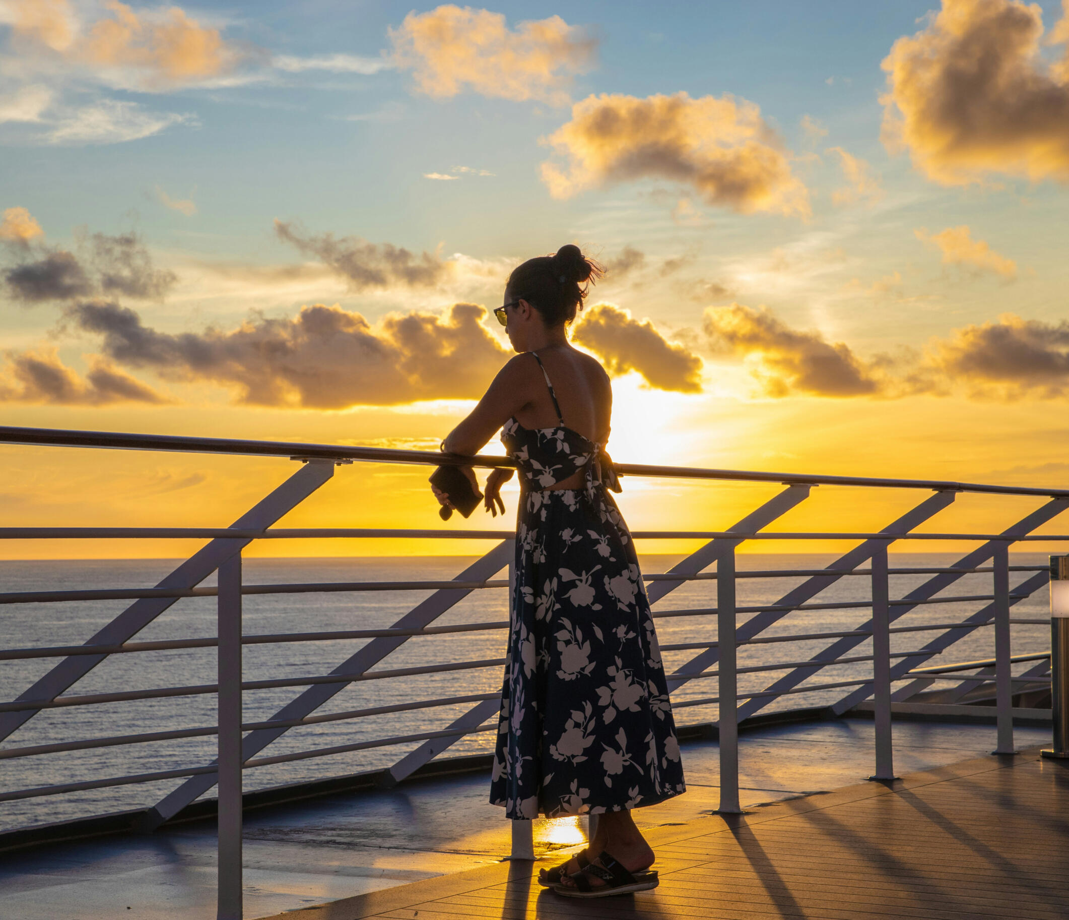 Taking in the view from sea Gazing over the horizon and watching the sunset